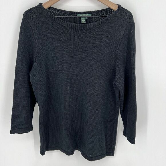 Ralph Lauren 100% Mercerized Cotton Black Knot Sweater Size XL - Picture 1 of 3